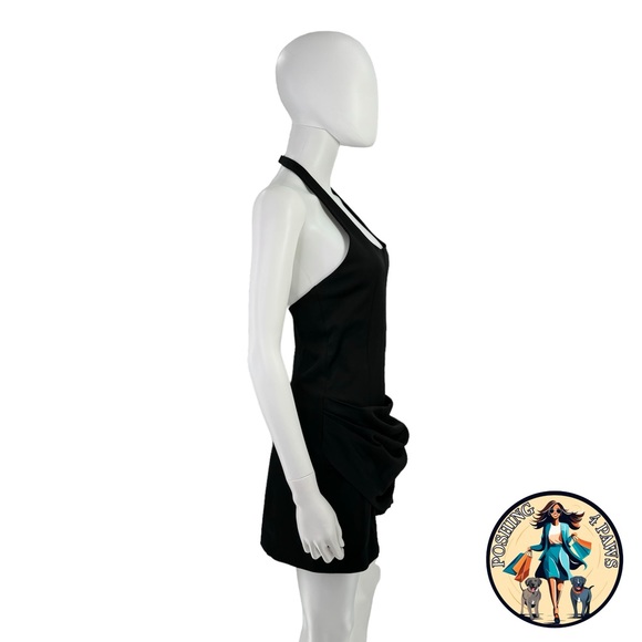 SIMKHAI Luminita Wrap Front Formal Stretch Jersey Mini Dress in Black Size 6 - Picture 8 of 14